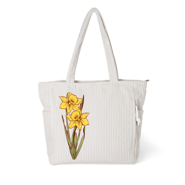 Vintage Floral Print Daily Tote Bag with Wide Strap Hardware