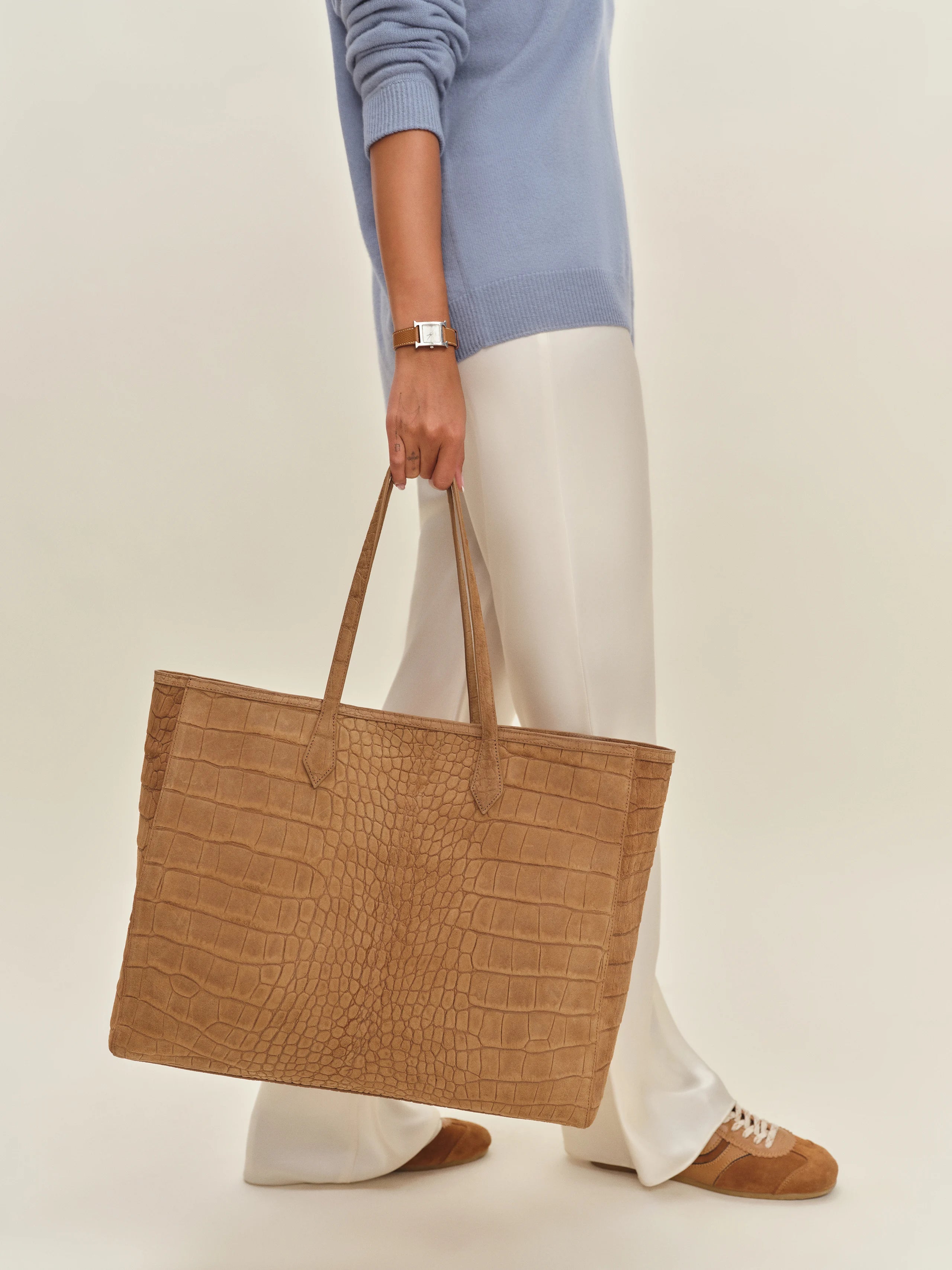 Fashion Oversized Laptop Tote Bag With Premium Leather Handle