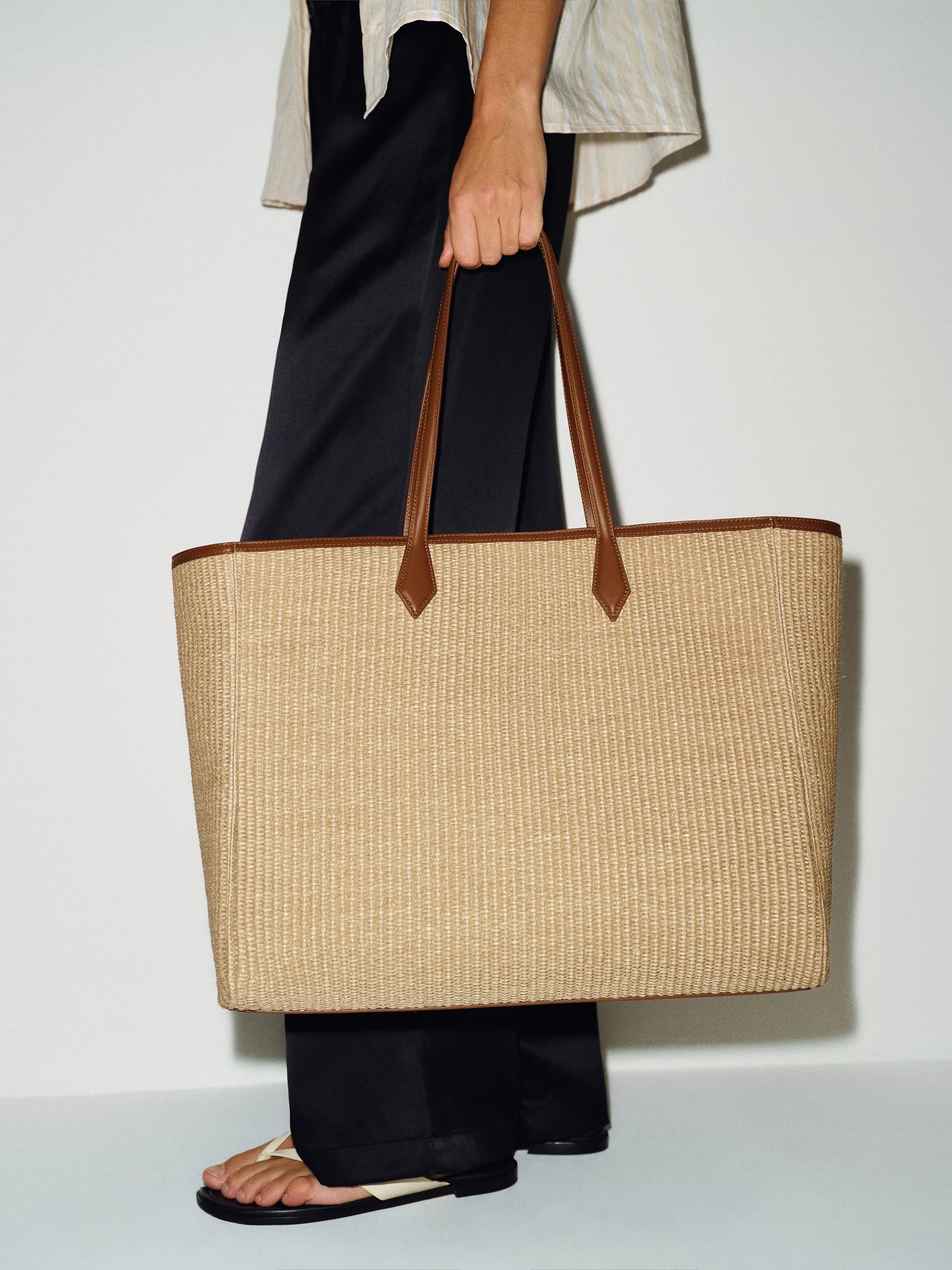 Fashion Oversized Laptop Tote Bag With Premium Leather Handle