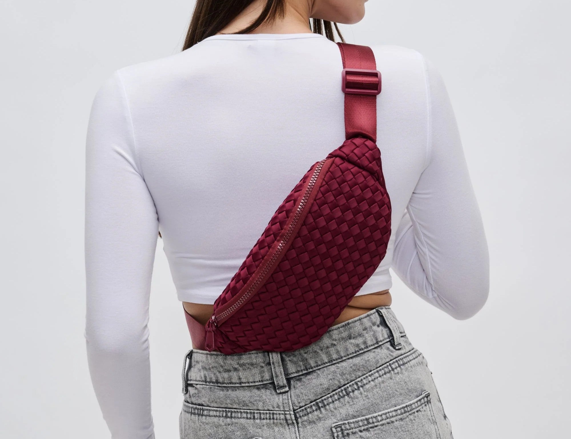 3-Way Wear Woven Waist Bag With Adjustable Strap Accessories For Daily Styling