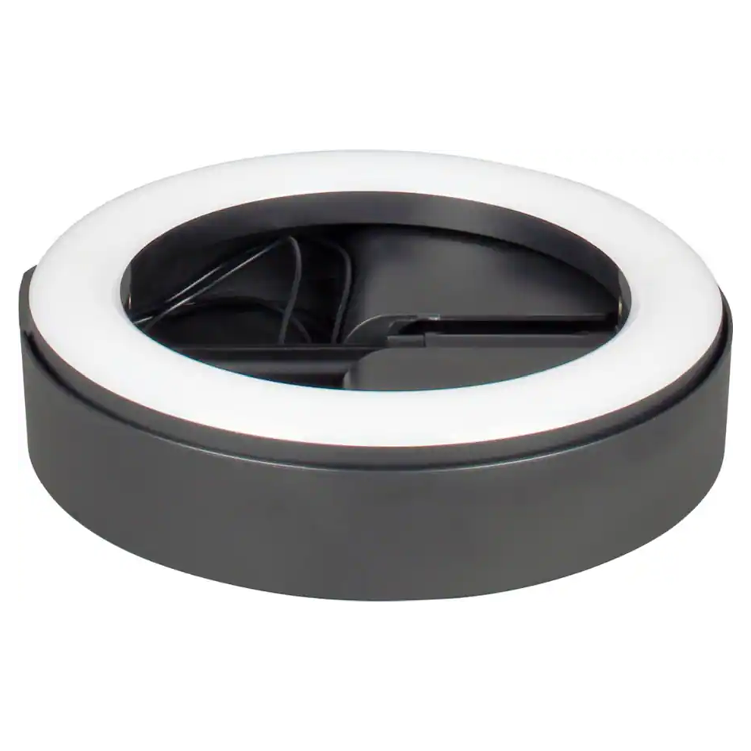 Collapsible Self-Contained LED Ring Light Vlogging Kit with Built-In Phone Mount, Compact Foldable Selfie Lighting Set