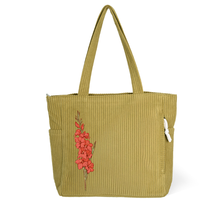 Vintage Floral Print Daily Tote Bag with Wide Strap Hardware