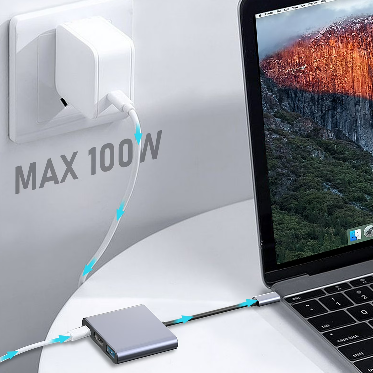 3-In-1 Usb-C Multiport Video Docking Hub, 4K Visual Output Adapter With 100W Power Delivery And Superspeed Data Slot