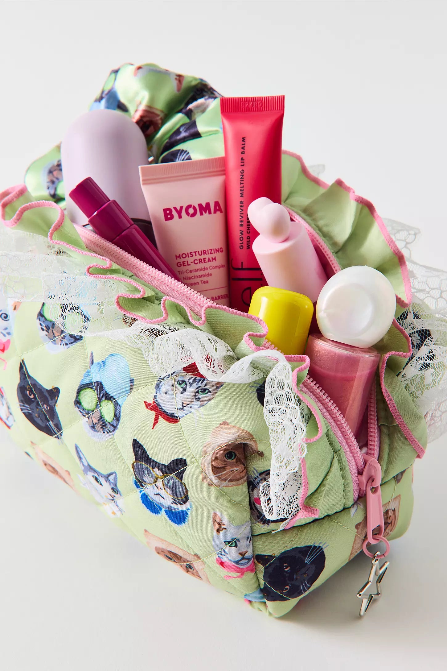Quilted Printed Mini Cosmetic Bag With Zipper Hardware For All-Day Daily Matching