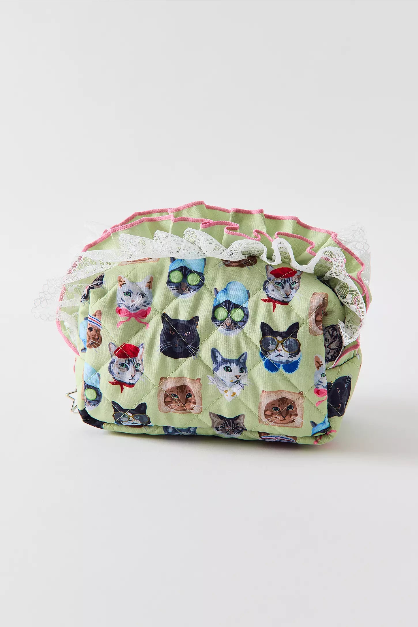 Quilted Printed Mini Cosmetic Bag With Zipper Hardware For All-Day Daily Matching