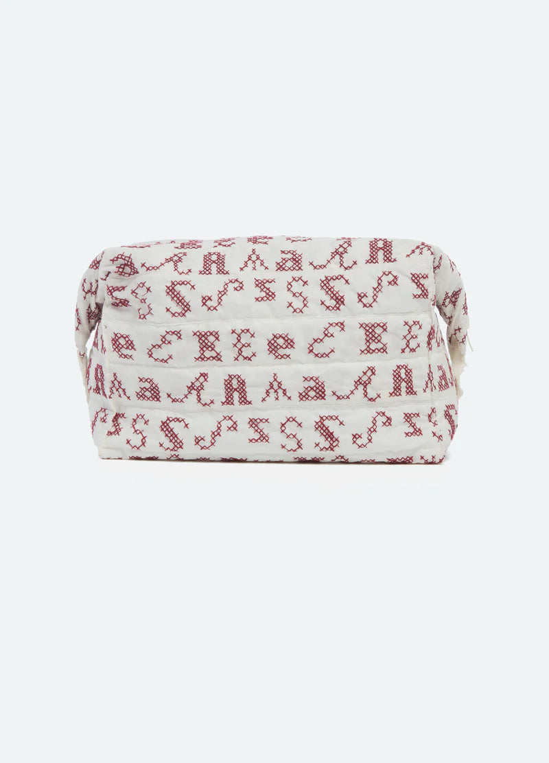Spacious Rectangular Storage Cosmetic Bag With Embroidery & Zipper