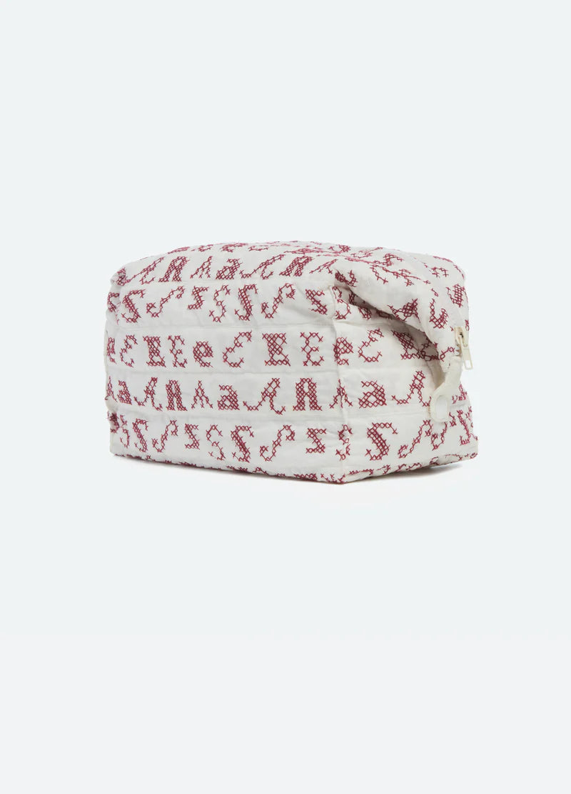 Spacious Rectangular Storage Cosmetic Bag With Embroidery & Zipper