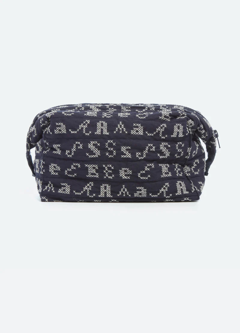 Spacious Rectangular Storage Cosmetic Bag With Embroidery & Zipper