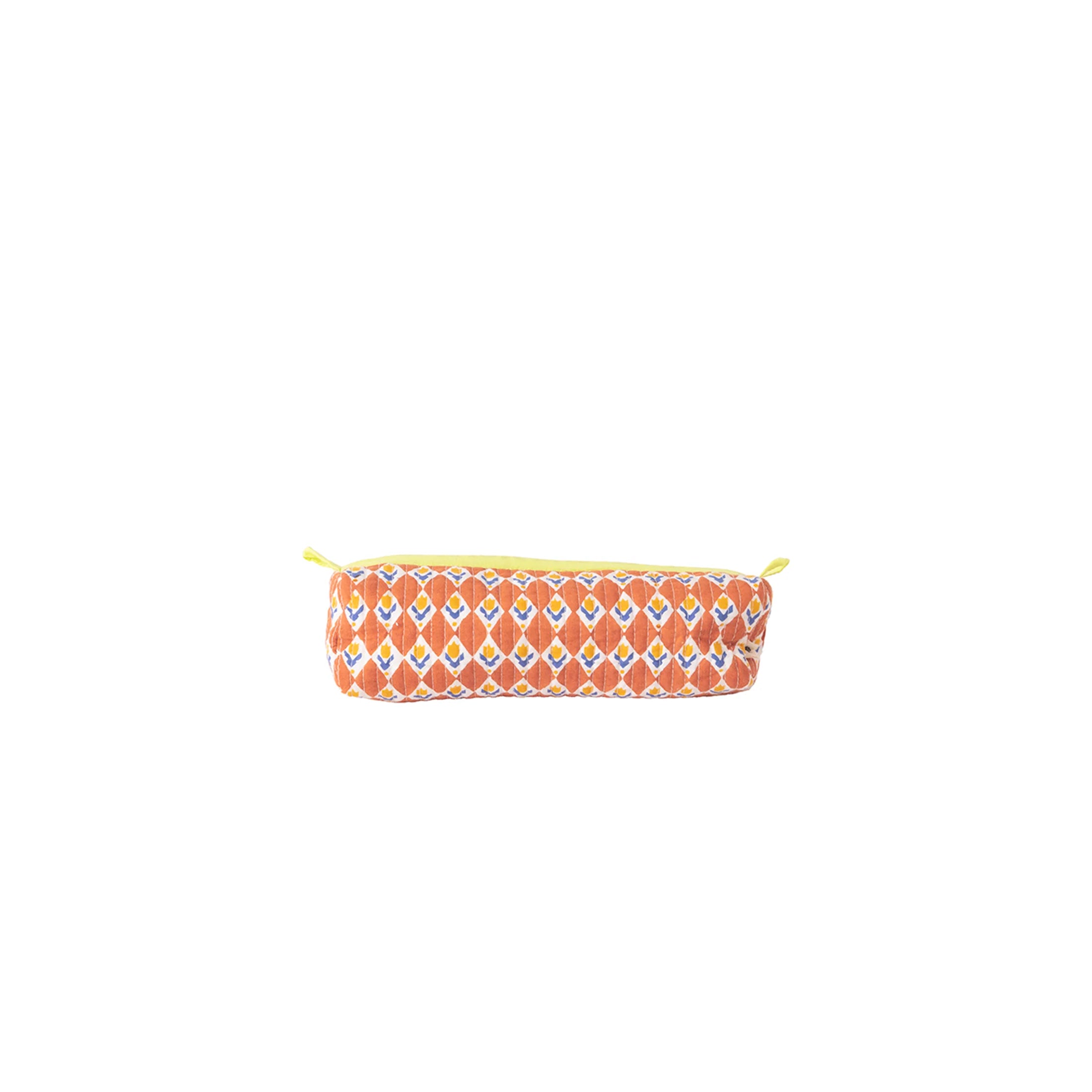 3-Size Rhombus Tulip Print Cosmetic Bag With Yellow Zipper Trim Accessories