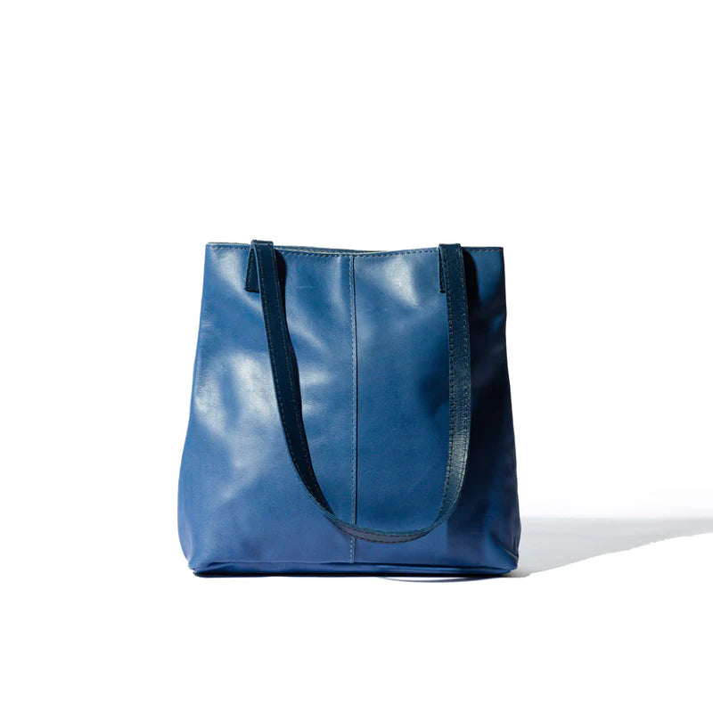 Leather Tote Bag with Contrast Dark Purple Strap Accessories for Daily Matching