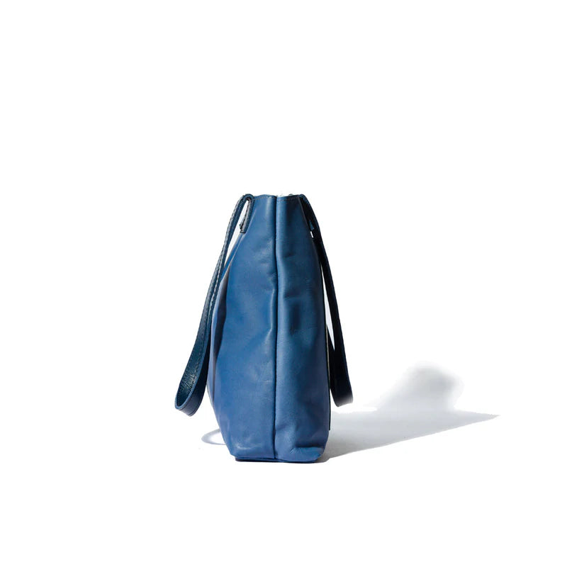 Leather Tote Bag with Contrast Dark Purple Strap Accessories for Daily Matching