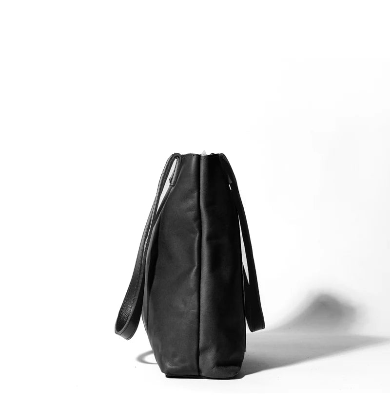 Leather Tote Bag with Contrast Dark Purple Strap Accessories for Daily Matching
