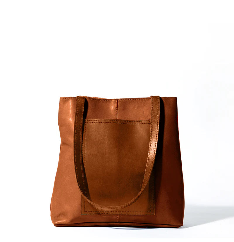 Leather Tote Bag with Contrast Dark Purple Strap Accessories for Daily Matching
