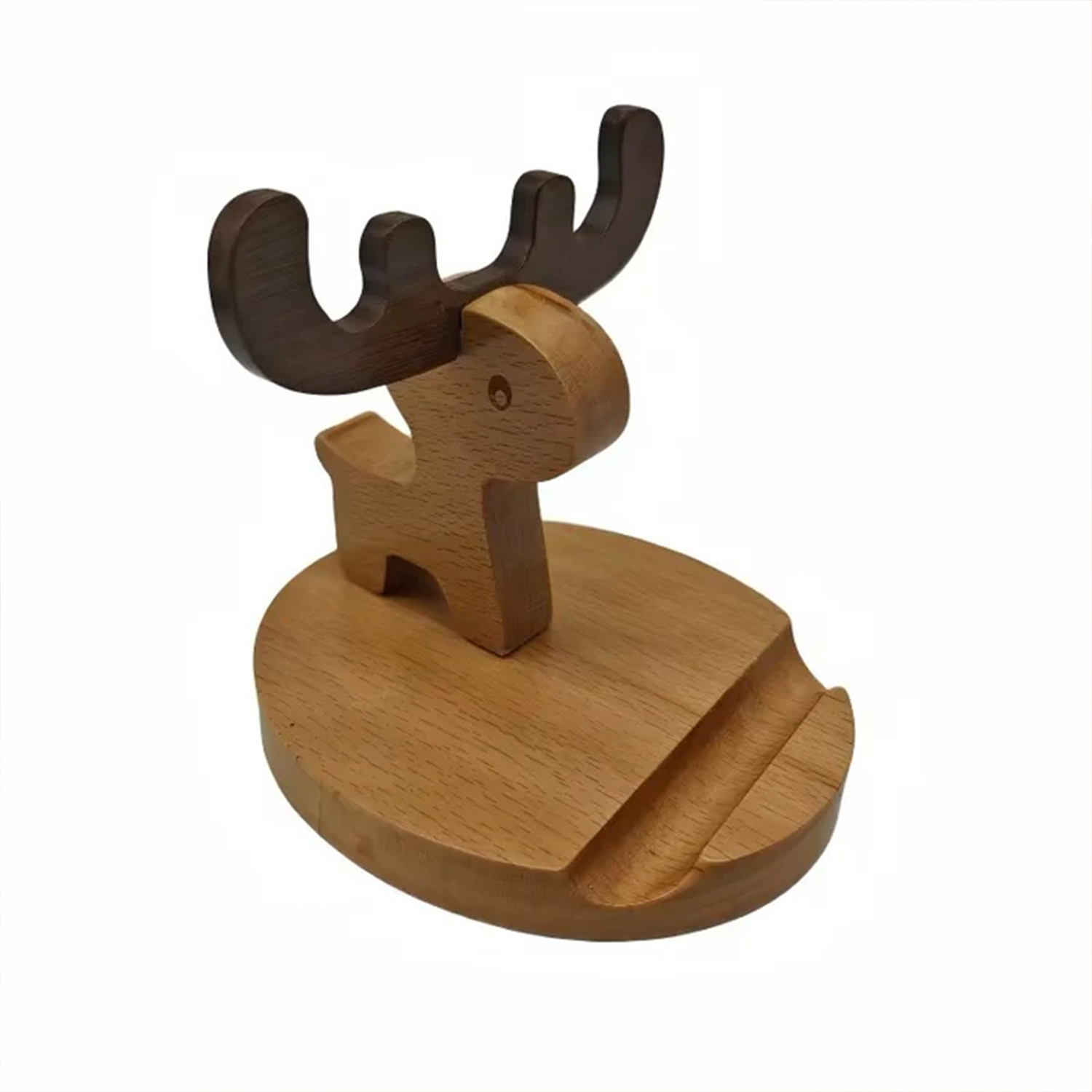Hand-Carved Animal Shaped Desktop Phone Holder, Dual-Style Wooden Portable Device Support For Smartphones