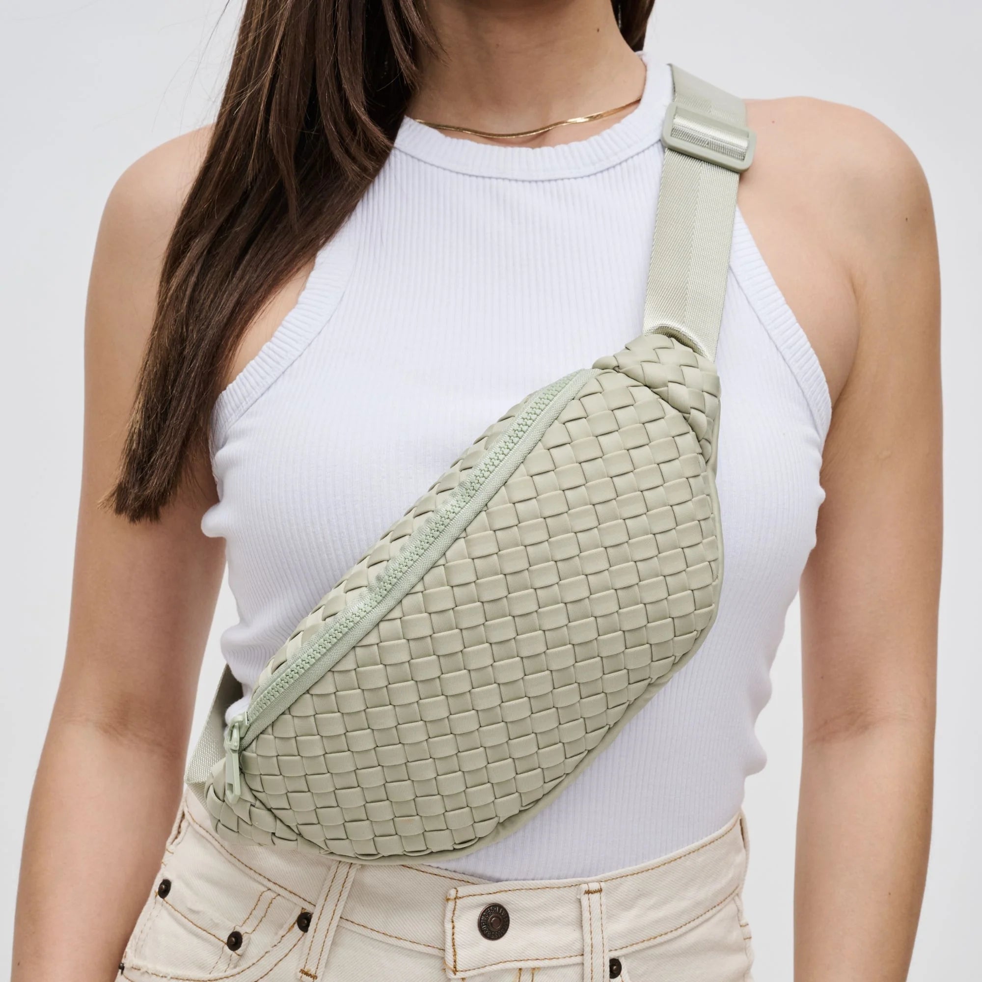 3-Way Wear Woven Waist Bag With Adjustable Strap Accessories For Daily Styling