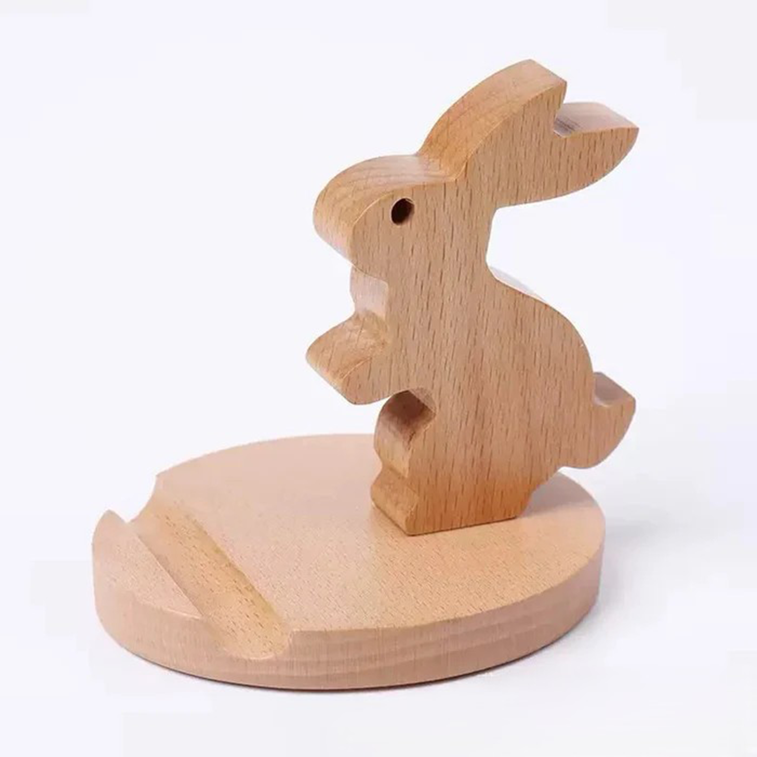 Hand-Carved Animal Shaped Desktop Phone Holder, Dual-Style Wooden Portable Device Support For Smartphones